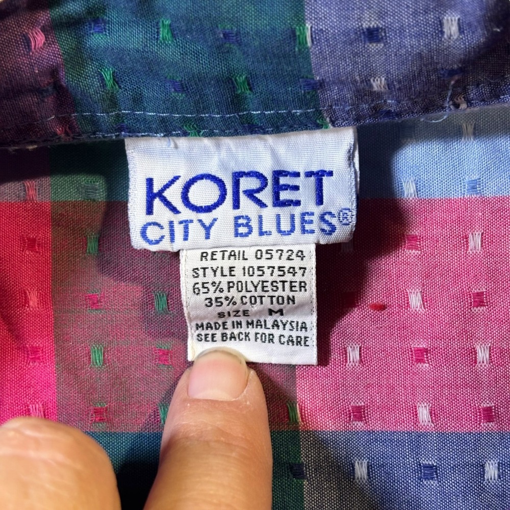Koret City Blues Multicolor Plaid Long Sleeve Shirt Medium Patchwork Cotton - Picture 6 of 11